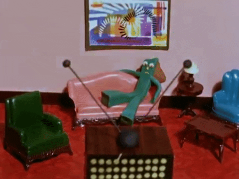 Gumby Relaxing On Couch GIF