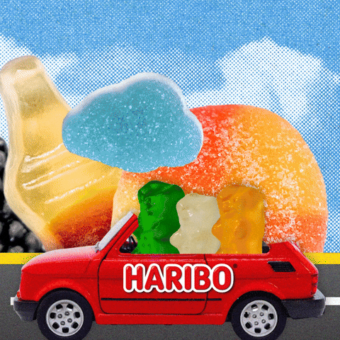Gummies Riding Red Car GIF