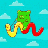 Gummy Bear Riding Gummy Worm GIF