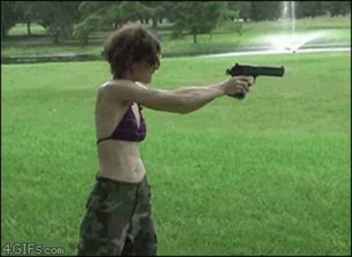 Gun Shooting Epic Fail Woman GIF