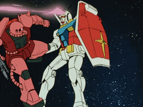 Gundam Char Aznable Got Kicked GIF
