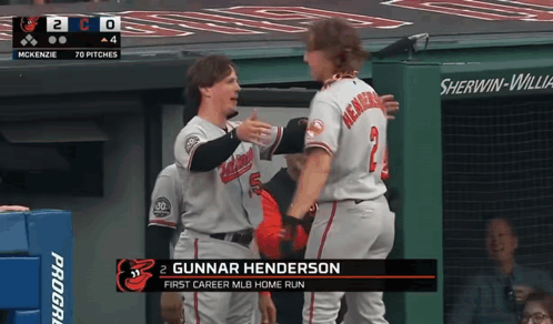 Gunnar Henderson Hugged By Another Player