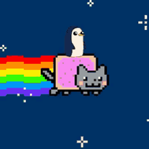 Gunter Adventure Time Riding Nyan Cat GIF