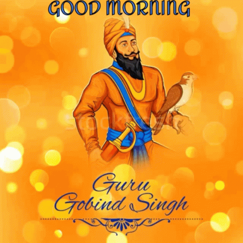 Guru Gobind Singh Holding Bird and Sword