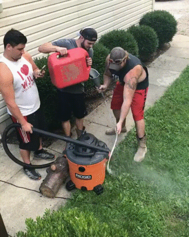 Guy Accidentally Use Flamethrower GIF