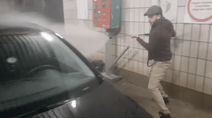 Guy Aggressive Car Wash GIF