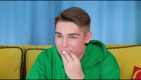 Guy Chuckled Hee Hee While Eating GIF