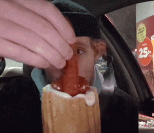 Guy Dipping Glizzy Hotdog GIF