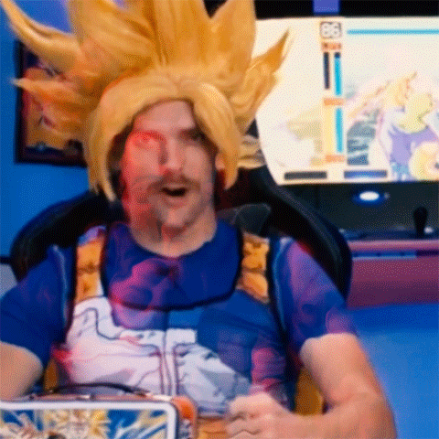 Guy Dresses Up As Son Goku Slam Table Over 9000 GIF