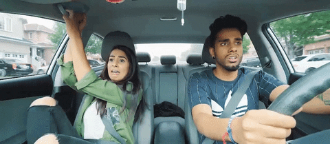 Guy Driving Crazy With Scary Lady GIF