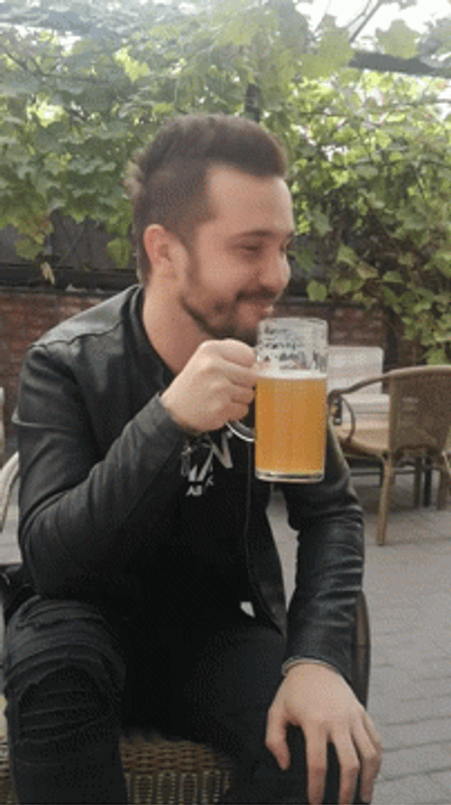 Guy Enjoys Drinking Beer GIF