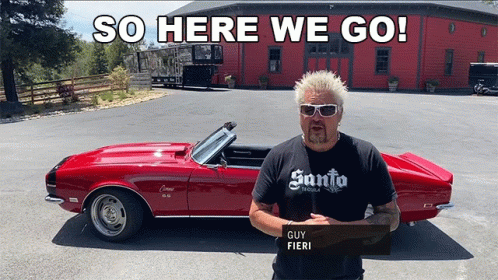 Guy Fieri And His Red Sports Car GIF