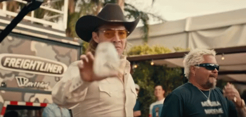 Guy Fieri And Old Cowboy Man Throwing A Glass GIF