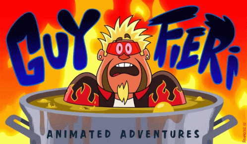 Guy Fieri Animated Cartoon In A Boiling Pot GIF