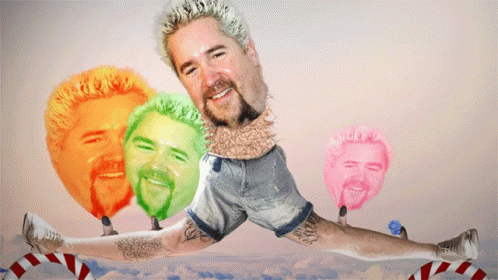Guy Fieri Head Colorful Balloons GIF