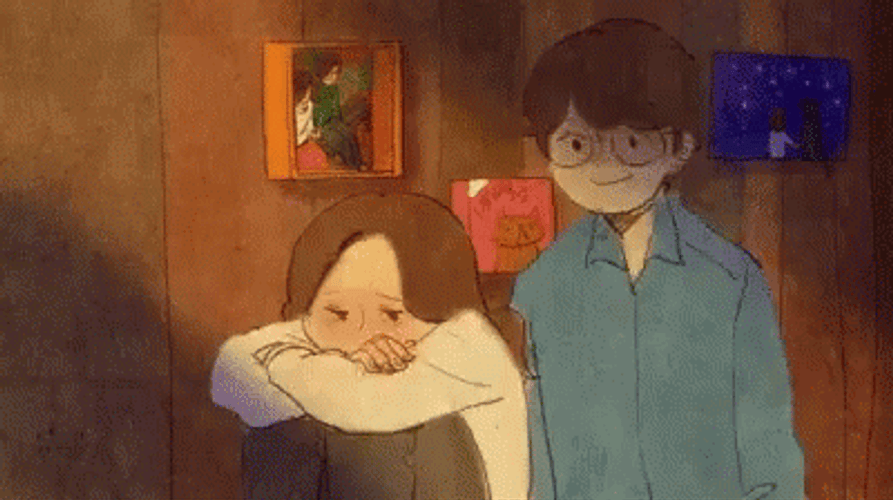 Guy Giving Comfort Hugs To Girl GIF