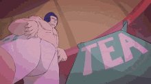 Guy Grabbing Tea Bag And Drinking Animation GIF