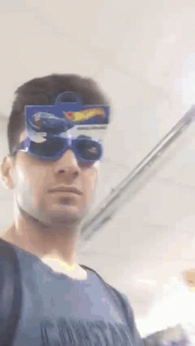 Guy In Hot Wheels Goggles GIF