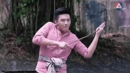 Guy In Pink Sleeves Cabbage Patch Dance GIF