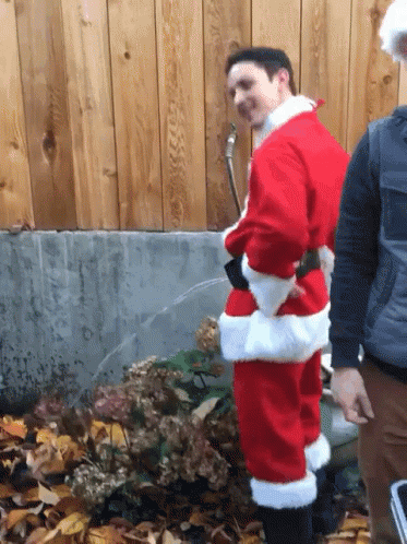 Guy In Santa Claus Costume Pee GIF