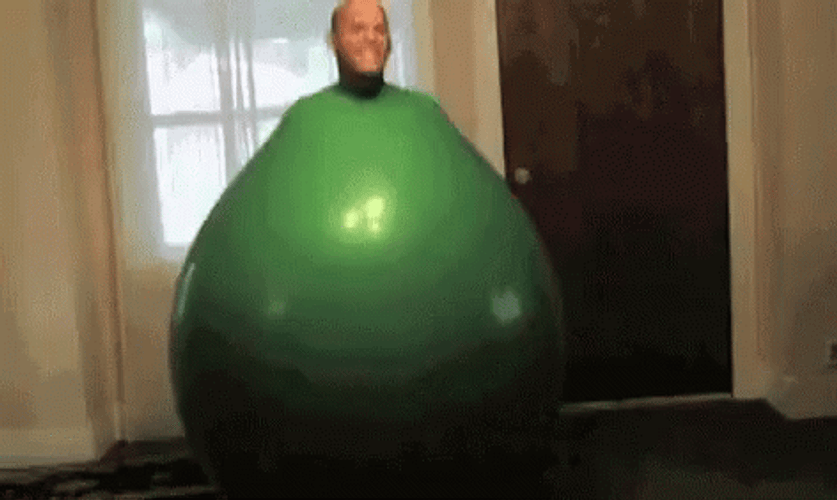 Guy Inside Green Bouncing Ball GIF