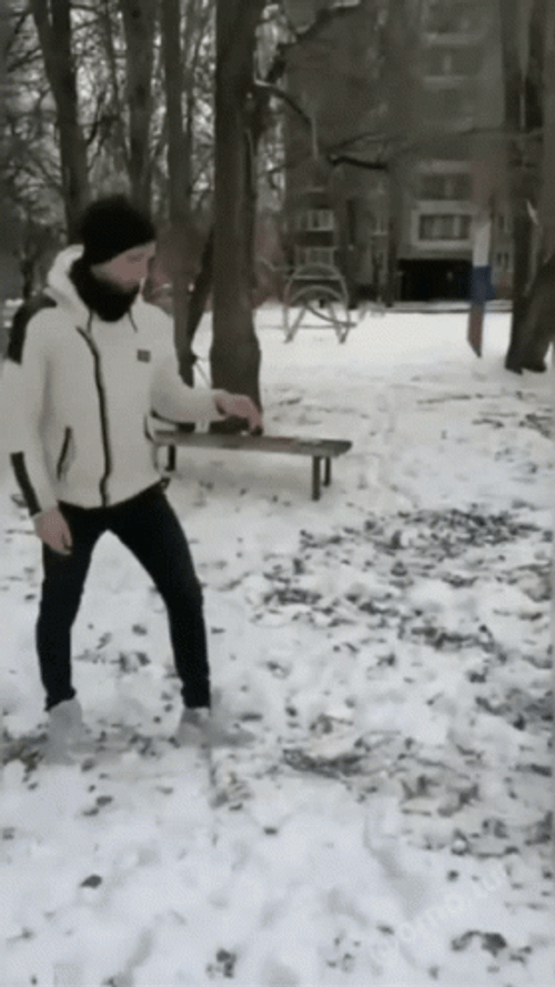Guy Kick Snowman GIF