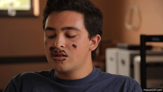 Guy Licking Yummy Cake GIF