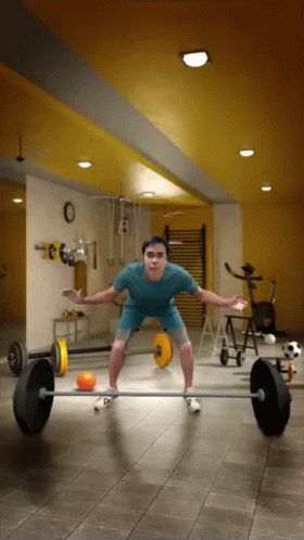 Guy Lifts And Splits Barbell Row In Half GIF