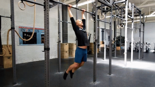 Guy On Gym Pull Ups GIF