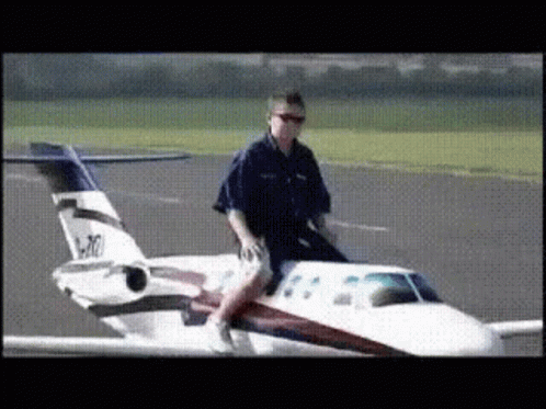 Guy On Small Airplane Landed GIF
