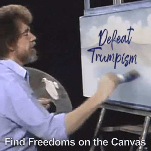 Guy Painting Defeat Trump 2024 GIF