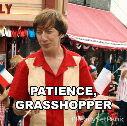 Guy Patience Grasshopper GIF
