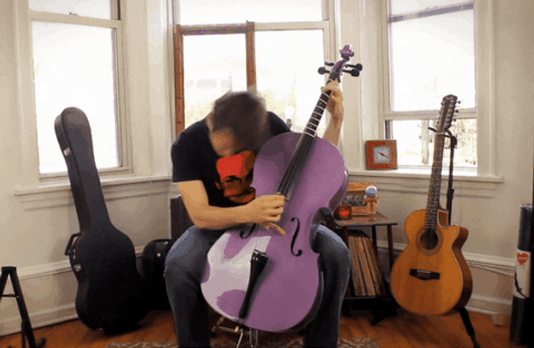Guy Playing Cello Headbanging GIF