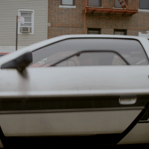 Guy Pushing Delorean Door Open GIF