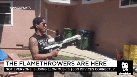 Guy Smoking Using Flamethrower GIF