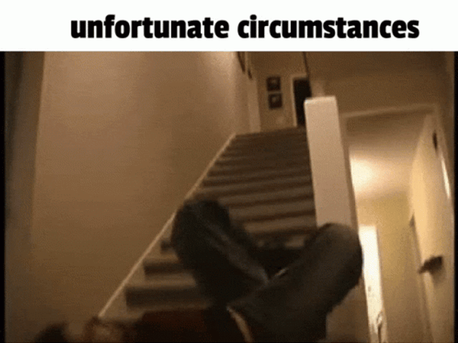 Guy Unfortunate Circumstances Falling Down Stairs GIF