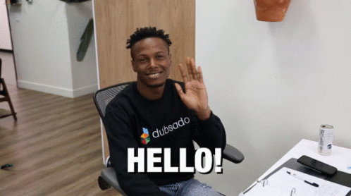 Guy Waiving Adele Hello While Sitting GIF