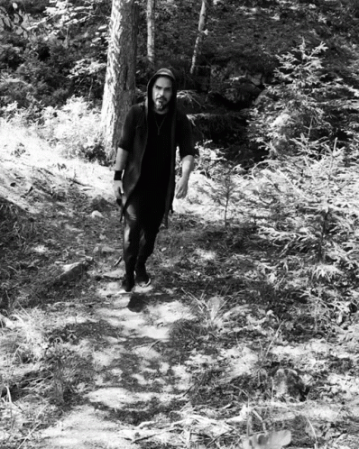 Guy Walking Black And White GIF