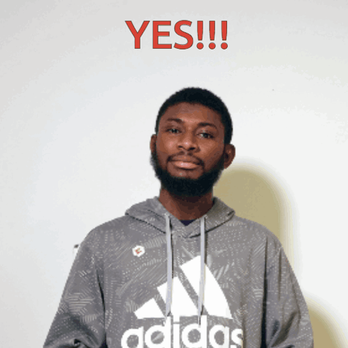 Guy Wearing Gray Adidas Jacket Says Yes GIF