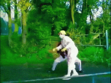 Guy Wearing Odd Hazmat Suit Dancing GIF