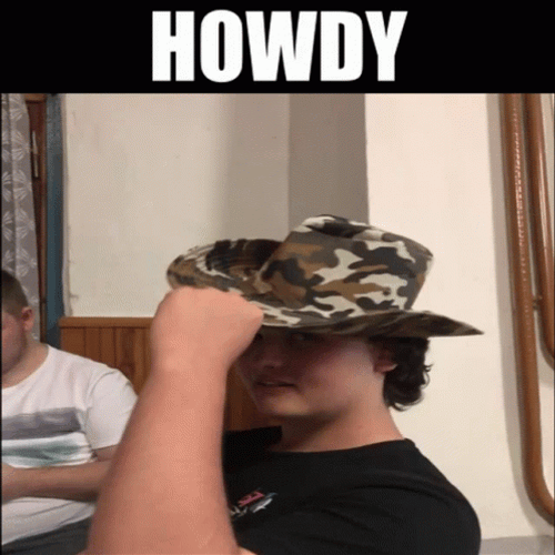 Guy With Camouflaged Cowboy Hat Howdy GIF