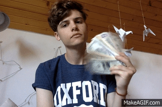 Guy With Money Eyeroll GIF
