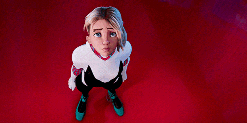 Gwen Stacy Bewildered Looking Up GIF