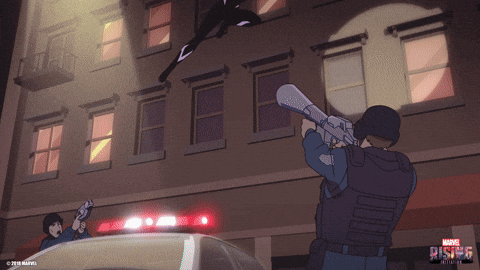 Gwen Stacy Defending Shooting Webs GIF