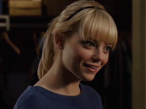 Gwen Stacy Emma Stone Thrilled Giggling GIF