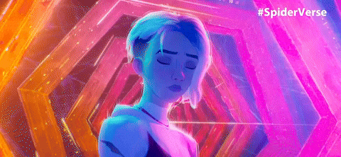 Gwen Stacy Rainbow Hexagon Background GIF