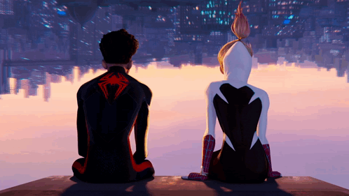 Gwen Stacy Sitting Beside Spiderman GIF