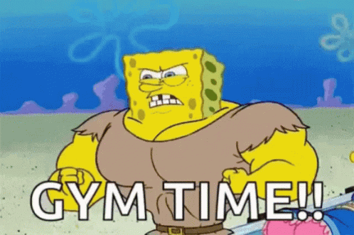 Gym Buff Spongebob Flexing Muscles GIF
