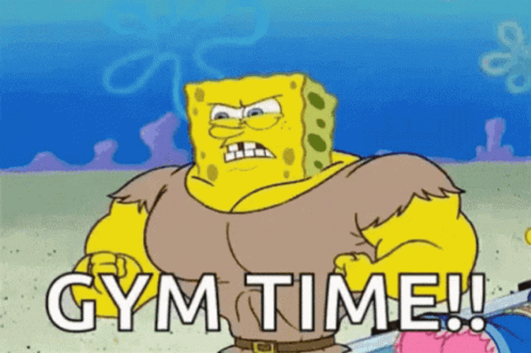 Gym Buff SpongeBob Flexing Muscles GIF