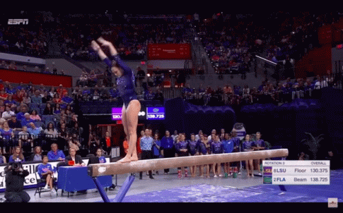Gymnast Performing on Balance Beam